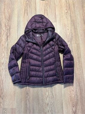 Michael Kors Hooded Quilted Puffer Jacket - Plum